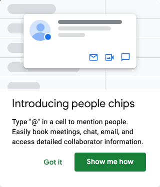 A screen shot of the information card from Google introducing people chips.